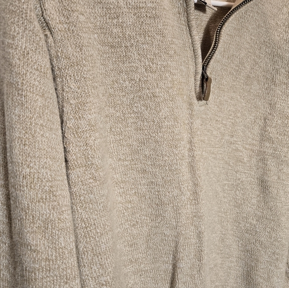 St John's Bay 1/4 Zip Pullover Beige Sweater 100% Cotton Mens Medium Tan - Picture 5 of 9